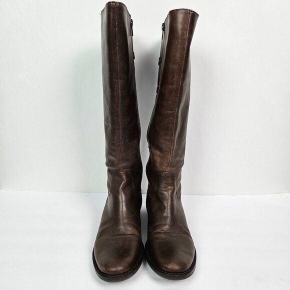 Coconuts by Matisse Becky Boho Brown Leather Buckle Detail Tall Riding Boot - Picture 2 of 10